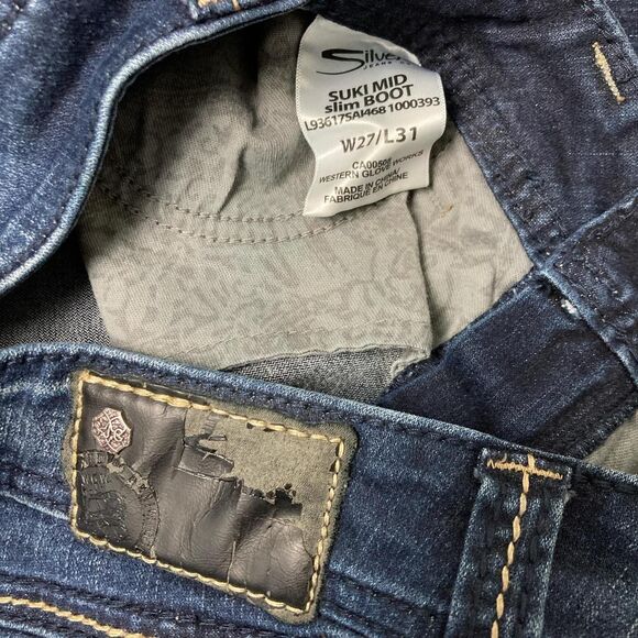 Vintage Y2K Style Silver Jeans Suki Mid Baby Boot Bootcut Jeans Size 27 - Picture 7 of 8